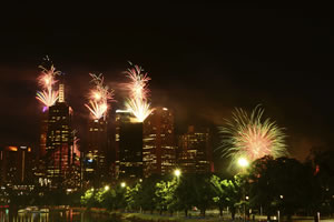 NYE Fireworks on Melbourne Skyline